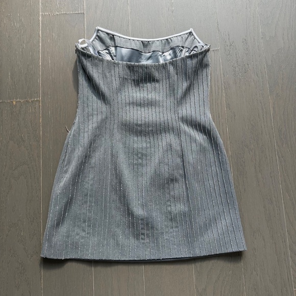 Retrofete Claudette Gray Strapless Mini Dress Crystal Rhinestone - Small - Picture 3 of 12